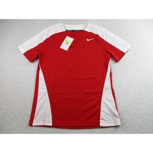 Nike Shirt Womens Small Red White Softball‎ 2-Button Henley Jersey AV6715-658